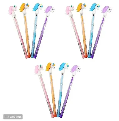 Set Of 12 Multicolor Unicorn Theme Push Pencils-thumb0