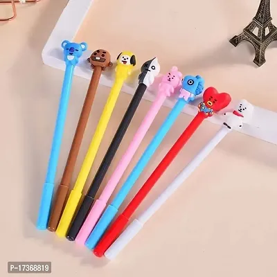 Stylish BTS Themed Pens With Pen Topper| Pack of 4 KPOP Unique And Cute Pens| Random Design |Multicolor-thumb0