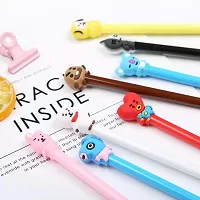 Stylish BTS Themed Pens With Pen Topper| Pack of 4 KPOP Unique And Cute Pens| Random Design |Multicolor-thumb1