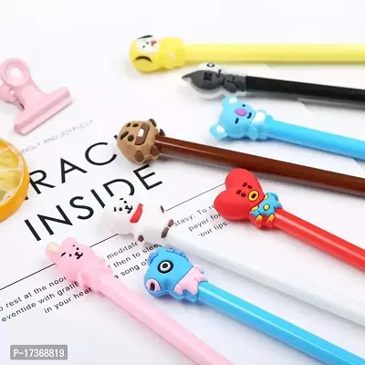 Stylish BTS Themed Pens With Pen Topper| Pack of 4 KPOP Unique And Cute Pens| Random Design |Multicolor-thumb2