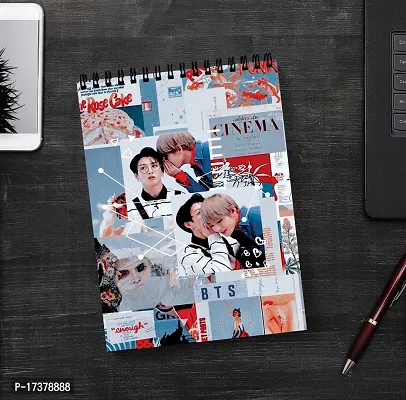 Aesthetic BTS Member Collage Theme Sketch Book | Unrulled Diary | A4 Notepad-thumb2