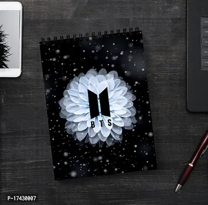 Aesthetic Flowery BTS Army Design Sketch Book | Unrulled Diary | A4 Notepad-thumb2