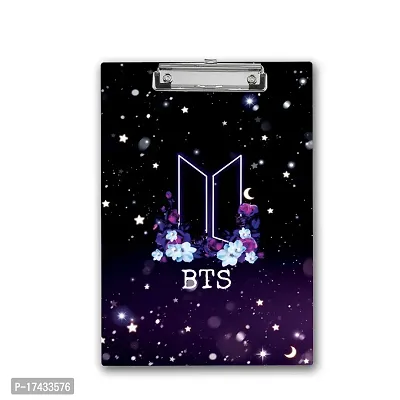 Best BTS Theme Purple Colored Printed Design  Examination Writing Pad A4 Size-thumb0