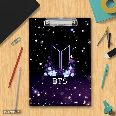 Best BTS Theme Purple Colored Printed Design  Examination Writing Pad A4 Size-thumb2