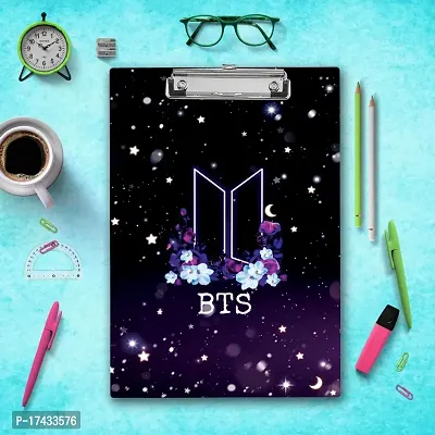 Best BTS Theme Purple Colored Printed Design  Examination Writing Pad A4 Size-thumb3