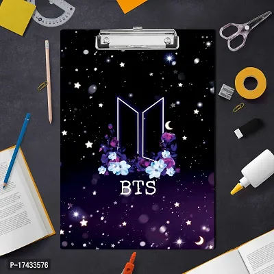 Best BTS Theme Purple Colored Printed Design  Examination Writing Pad A4 Size-thumb4