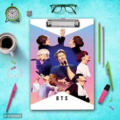 Best BTS Theme Purple Colored Printed Design  Examination Writing Pad A4-thumb3