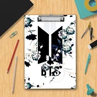 Aesthetic Black  White Flowery Printed Design Exam Board A4 Size-thumb1