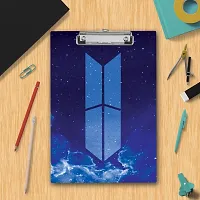 BTS Army Unique  Simple Double Shade Blue Colored Printed Design Exam Board A4 Size-thumb1