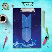 BTS Army Unique  Simple Double Shade Blue Colored Printed Design Exam Board A4 Size-thumb2