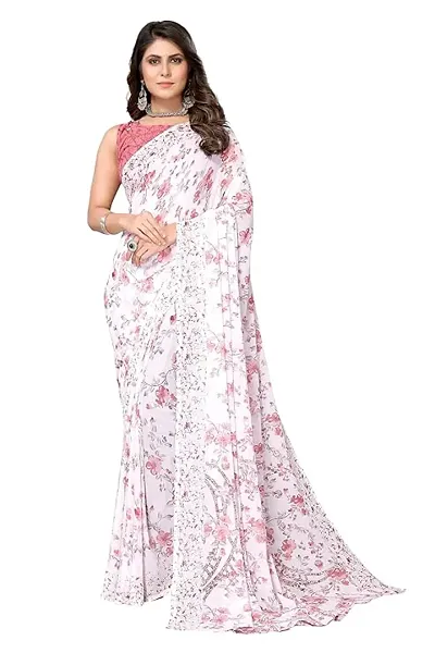 New In Georgette Saree with Blouse piece 