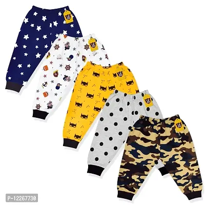 Jack's Star Kids Soft Cotton Trackpants Lowers Pajama for Boys  Girls Infants  Toddler with Bottom Ribs (Pack of 5) (6 Months-12 Months)-thumb0
