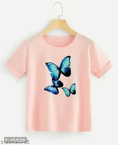 Printed Elegant Short Sleeve Round Neck T Shirt for Women and Girls-thumb0