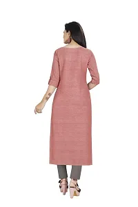 Divas Women's Handloom Cotton/Khadi Straight Cut Readymade Casual Wear Kurta 1 (Pink, Large)-thumb1