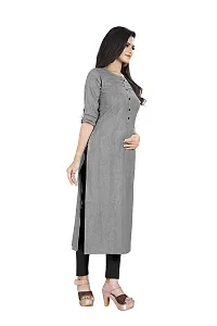 KD Women's Khadi Straight Kurti (KHADI_GREY_XL_Grey_X-Large)-thumb2