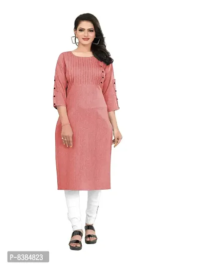 KD Women's Cotton Straight Kurta (222-M-KD_Pink_Medium)