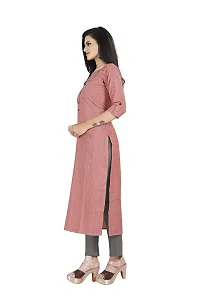 Divas Women's Handloom Cotton/Khadi Straight Cut Readymade Casual Wear Kurta 1 (Pink, Large)-thumb2