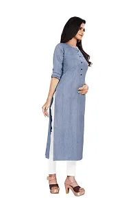 KD Women's Handloom Cotton/Khadi Material kurta for women | Straight Cut kurti | Readymade Women's and Girls Casual Wear Kurta | Office wear | 3/4 Sleeves | round Neck | Regular Fit | Cotton Kurti kurta-thumb3