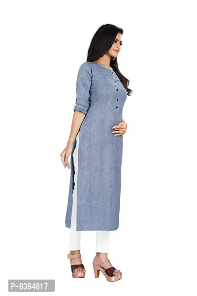 KD Women's Handloom Cotton/Khadi Material kurta for women | Straight Cut kurti | Readymade Women's and Girls Casual Wear Kurta | Office wear | 3/4 Sleeves | round Neck | Regular Fit | Cotton Kurti kurta-thumb4