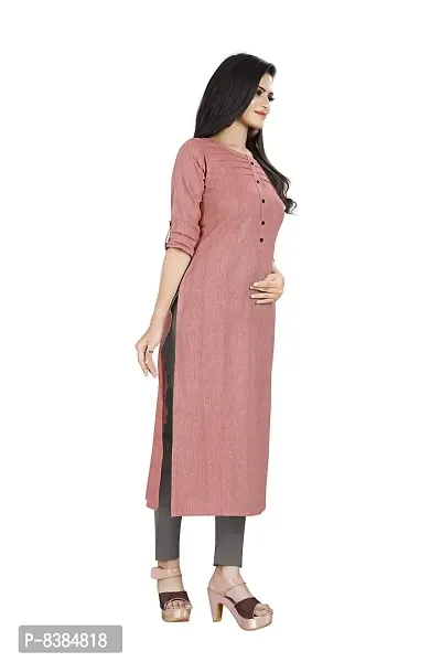 KD Women's Handloom Cotton/Khadi Material kurta for women | Straight Cut kurti | Readymade Women's and Girls Casual Wear Kurta | Office wear | 3/4 Sleeves | round Neck | Regular Fit | Cotton Kurti kurta-thumb4