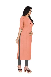 KD Women's Handloom Cotton/Khadi Material Straight Cut Kurti | Readymade Women's and Girls Casual Wear Kurta | Straight Cut | 3/4 Sleeves | Round Neck | Regular Fit | Cotton Kurti (Small, Orange)-thumb2