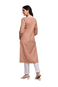 KD Women's Cotton Kurta with Pent Set for Women | Straight Cut Kurti Pent Set | Readymade letest Kurta Set | Office wear | 3/4 Sleeves | Round Neck | Regular Fit (Large, Peach)-thumb2