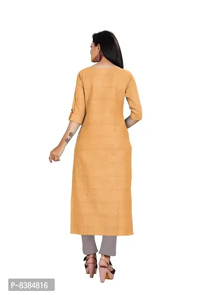 KD Women's Handloom Cotton/Khadi Material Straight Cut Readymade Women's and Girls Casual Wear Kurta (Yellow, XX-Large, 2X_l)-thumb2