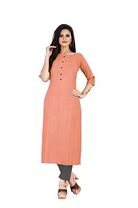 KD Women's Handloom Cotton/Khadi Material Straight Cut Kurti | Readymade Women's and Girls Casual Wear Kurta | Straight Cut | 3/4 Sleeves | Round Neck | Regular Fit | Cotton Kurti (Small, Orange)-thumb4