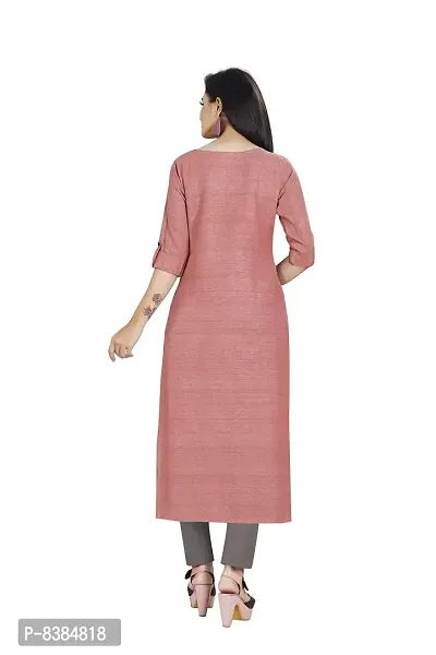 KD Women's Handloom Cotton/Khadi Material kurta for women | Straight Cut kurti | Readymade Women's and Girls Casual Wear Kurta | Office wear | 3/4 Sleeves | round Neck | Regular Fit | Cotton Kurti kurta-thumb2