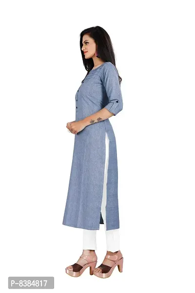 KD Women's Handloom Cotton/Khadi Material kurta for women | Straight Cut kurti | Readymade Women's and Girls Casual Wear Kurta | Office wear | 3/4 Sleeves | round Neck | Regular Fit | Cotton Kurti kurta-thumb5