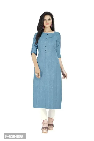 Divas Fashion Outlet Cotton Kurti for Womens, Straight Cut, 3/4 Sleeves, Round Neck, Regular Fit, Casual Wear, Cotton Kurti-thumb0