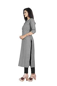 KD Women's Khadi Straight Kurti (KHADI_GREY_XL_Grey_X-Large)-thumb3