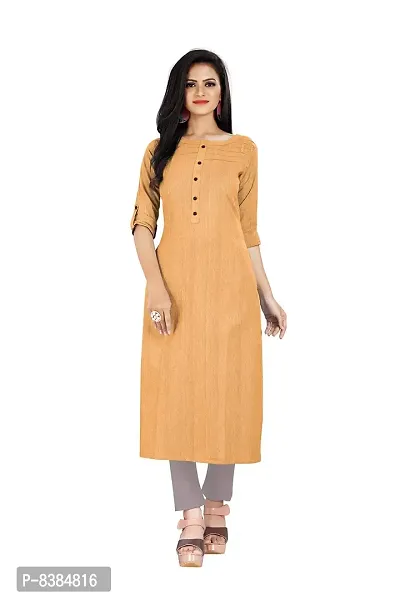 KD Women's Handloom Cotton/Khadi Material Straight Cut Readymade Women's and Girls Casual Wear Kurta (Yellow, XX-Large, 2X_l)