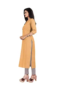 KD Women's Handloom Cotton/Khadi Material Straight Cut Readymade Women's and Girls Casual Wear Kurta (Yellow, XX-Large, 2X_l)-thumb2