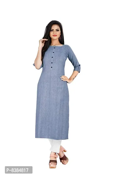 KD Women's Handloom Cotton/Khadi Material kurta for women | Straight Cut kurti | Readymade Women's and Girls Casual Wear Kurta | Office wear | 3/4 Sleeves | round Neck | Regular Fit | Cotton Kurti kurta-thumb2