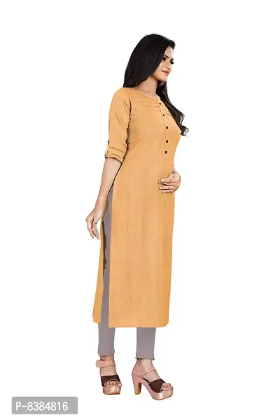 KD Women's Handloom Cotton/Khadi Material Straight Cut Readymade Women's and Girls Casual Wear Kurta (Yellow, XX-Large, 2X_l)-thumb4