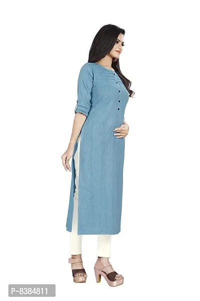 KD Women's Handloom Cotton/Khadi Material kurta for women | Straight Cut kurti | Readymade Women's and Girls Casual Wear Kurta | Office wear | 3/4 Sleeves | round Neck | Regular Fit | Cotton Kurti kurta-thumb4