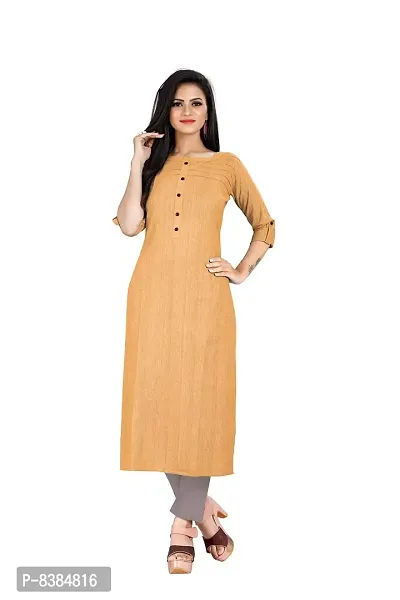 KD Women's Handloom Cotton/Khadi Material Straight Cut Readymade Women's and Girls Casual Wear Kurta (Yellow, XX-Large, 2X_l)-thumb5