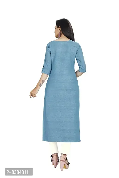 KD Women's Handloom Cotton/Khadi Material kurta for women | Straight Cut kurti | Readymade Women's and Girls Casual Wear Kurta | Office wear | 3/4 Sleeves | round Neck | Regular Fit | Cotton Kurti kurta-thumb2