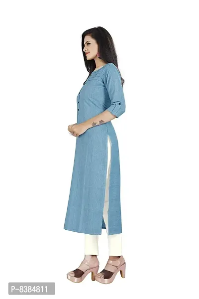 KD Women's Handloom Cotton/Khadi Material kurta for women | Straight Cut kurti | Readymade Women's and Girls Casual Wear Kurta | Office wear | 3/4 Sleeves | round Neck | Regular Fit | Cotton Kurti kurta-thumb3