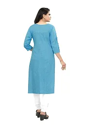 KD Women's Cotton/Khadi Material Straight Cut 3/4th Sleeves Kurta(Blue,L)-thumb1