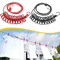 Multi Functional Portable Drying Rope with 12 Clips and 2 Hooks, Travel Clothesline Rope Clothes Hanging Hook(PACK OF 1)-thumb2