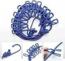 Portable Multi Functional Drying Rope with 12 Clips and 2 Hooks Durable Portable Outdoor Travel(pack of 1)-thumb1