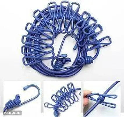 Portable Multi Functional Drying Rope with 12 Clips and 2 Hooks Durable Portable Outdoor Travel(pack of 1)-thumb2