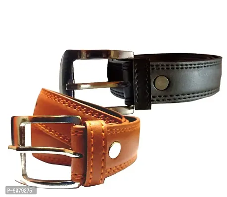 RR Design Kid Boys/Kid Girls genuine Belt black and Tan Combo 2 Pack