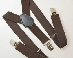 RR design suspenders for boys, kids ,men and women (dark brown, large men size)-thumb2