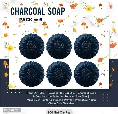 Charcoal soap pack of 6 (100 g per Soap)-thumb0