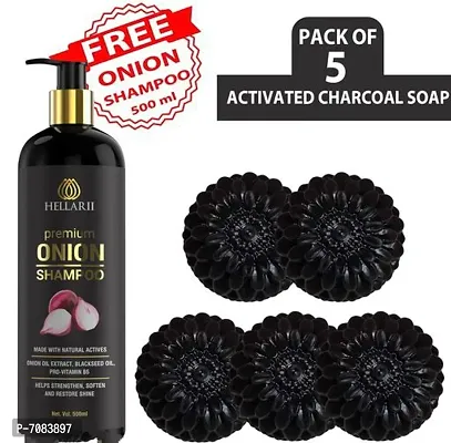 Activated charcoal Soap pack Of 5 with Shampoo (100g per Soap)-thumb0