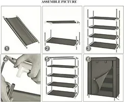 5 Layer Heavy Duty Plastic Book/Shoe/Cloth Foldable Rack for AnywheAre Use Black Color-thumb3