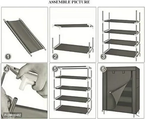 5 Layer Heavy Duty Plastic Book/Shoe/Cloth Foldable Rack for AnywheAre Use Black Color-thumb4